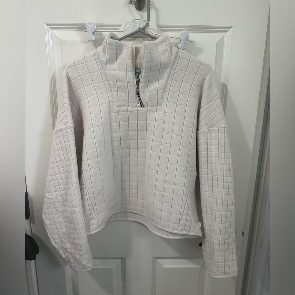 Lululemon grid fleece half zip engineered sinker jacquard light ivory XS/S